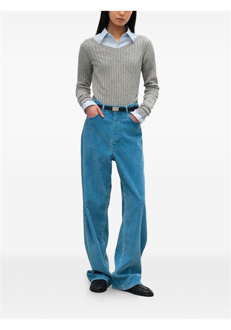 pantaloni pigment dye donna blu AURALEE | A25SP03PDDEEP BLUE